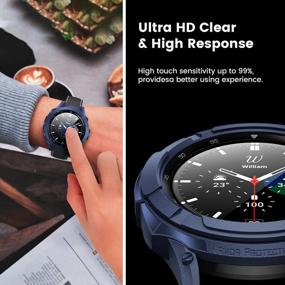 img 1 attached to 3-In-1 Samsung Galaxy Watch 4 Classic 46Mm Accessories: Rugged Bumper Case, Tempered Glass Screen Protector + Bezel Ring - Blue