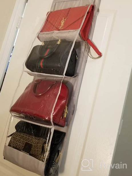 img 1 attached to Lirex 8-Pocket Handbag Hanging Organizer - The Ultimate Closet Storage Solution In Blue review by George Walker