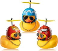 haooryx cute rubber duck toys car ornaments with cool glasses - dashboard decoration kit, helmet ducks with propellers, gold chain - gift for adults, teens, and kids logo