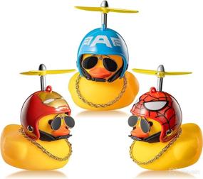 img 4 attached to Haooryx Cute Rubber Duck Toys Car Ornaments with Cool Glasses - Dashboard Decoration Kit, Helmet Ducks with Propellers, Gold Chain - Gift for Adults, Teens, and Kids