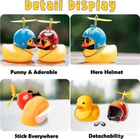 img 1 attached to Haooryx Cute Rubber Duck Toys Car Ornaments with Cool Glasses - Dashboard Decoration Kit, Helmet Ducks with Propellers, Gold Chain - Gift for Adults, Teens, and Kids