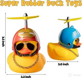 img 2 attached to Haooryx Cute Rubber Duck Toys Car Ornaments with Cool Glasses - Dashboard Decoration Kit, Helmet Ducks with Propellers, Gold Chain - Gift for Adults, Teens, and Kids