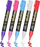 erasable chalk markers for glass, whiteboards & chalkboard paint - refillable ink in 5 colors! logo