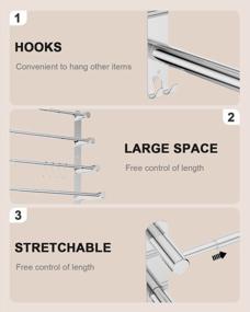 img 1 attached to Adjustable 4-Tier Ladder Towel Bar - 16 To 27.6 Inches, ZUEXT Chrome Stainless Steel Towel Holder With Hooks For Bathroom And Kitchen Walls - Stretchable Towel Rail Racks