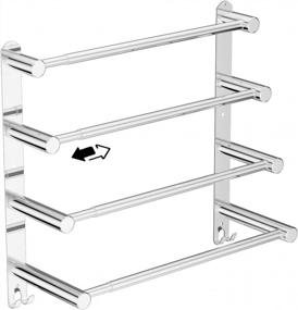 img 4 attached to Adjustable 4-Tier Ladder Towel Bar - 16 To 27.6 Inches, ZUEXT Chrome Stainless Steel Towel Holder With Hooks For Bathroom And Kitchen Walls - Stretchable Towel Rail Racks