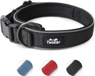 twoear dog collar neoprene padded soft comfortable dog collar heavy duty adjustable breathable reflective durable for extral large medium small dogs pet and all breed（l,black） logo
