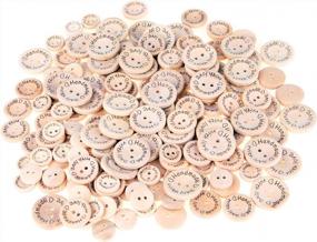 img 3 attached to 150Pcs Pinowu Wooden Buttons (15-20-25Mm) Handmade With Love Round Craft Décor 2 Holes Wood Sewing Buttons For Hat Shirt Clothes Decoration