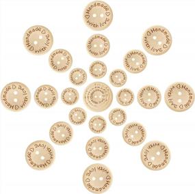 img 4 attached to 150Pcs Pinowu Wooden Buttons (15-20-25Mm) Handmade With Love Round Craft Décor 2 Holes Wood Sewing Buttons For Hat Shirt Clothes Decoration
