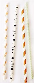 img 1 attached to 🌳 Enchanting Charmed Forest Woodland Animal Theme Paper Straw - Brown Stripe Green, Orange, and Ash Print