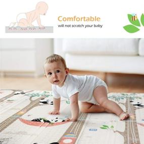 img 1 attached to 🧸 Bammax Folding Play Mat for Crawling, Waterproof Non-Toxic Baby Playmat - 70" x 77.5" x 0.6