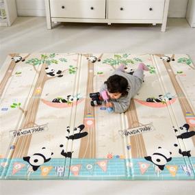 img 4 attached to 🧸 Bammax Folding Play Mat for Crawling, Waterproof Non-Toxic Baby Playmat - 70" x 77.5" x 0.6