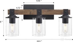 img 2 attached to 🪶 DRNANLIT Rustic Wood Vanity Lights, 3-Light Farmhouse Bathroom Lighting Fixtures with Clear Glass Shade, Industrial Vintage Wall Lamp for Bedroom, Living Room, Hallway (3-Light, Antique Wood) - Enhanced SEO