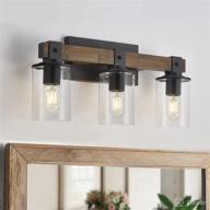 🪶 drnanlit rustic wood vanity lights, 3-light farmhouse bathroom lighting fixtures with clear glass shade, industrial vintage wall lamp for bedroom, living room, hallway (3-light, antique wood) - enhanced seo логотип