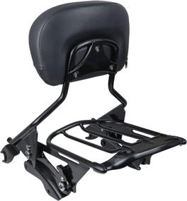 img 1 attached to 🛵 DSISIMO Upgraded Black Upright Passenger Backrest Sissy Bar Pad+ Docking Hardware Kit & Air Wing Luggage Rack | Compatible With Touring Street Glide Road King 2014-2020