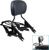 🛵 dsisimo upgraded black upright passenger backrest sissy bar pad+ docking hardware kit & air wing luggage rack | compatible with touring street glide road king 2014-2020 логотип