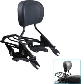 img 4 attached to 🛵 DSISIMO Upgraded Black Upright Passenger Backrest Sissy Bar Pad+ Docking Hardware Kit & Air Wing Luggage Rack | Compatible With Touring Street Glide Road King 2014-2020