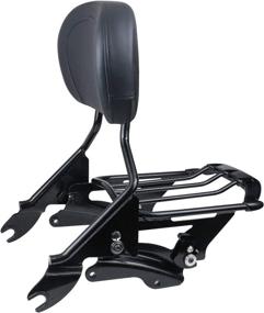 img 2 attached to 🛵 DSISIMO Upgraded Black Upright Passenger Backrest Sissy Bar Pad+ Docking Hardware Kit & Air Wing Luggage Rack | Compatible With Touring Street Glide Road King 2014-2020