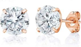 img 4 attached to 💍 Round Basket Setting CZ Stud Earrings in 14K Gold - 3MM to 8MM Sizes - Choose from White, Yellow, or Rose Options