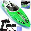 fast remote control boat for pools & lakes - yezi udi001 venom, ideal for kids & adults, self-righting and comes with extra battery (green) logo