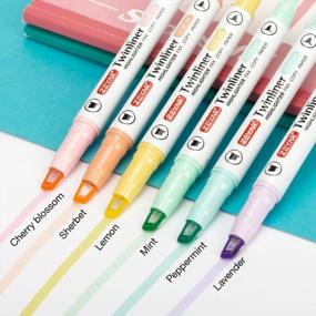 img 2 attached to ZEYAR Clear View Tip Highlighter, Dual Tips Marker Pen, See-Through Chisel Tip And Fine Tip, Water Based, Assorted Colors, Quick Dry,No Bleed(6 Macaron Colors)