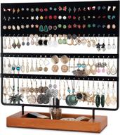 earring display and organizer with wooden tray - 144 holes for ear studs and earrings by qilichz logo