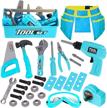loyo kids tool set - pretend play construction toy with tool box, tool belt, electronic toy drill, and construction accessories - perfect gift for boys and girls ages 3-7 years old (blue) logo