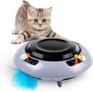 interactive cat toy: bascolor ufo automatic kitten toys w/ 2 speed modes (gray) logo