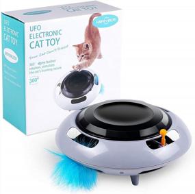 img 3 attached to Interactive Cat Toy: Bascolor UFO Automatic Kitten Toys W/ 2 Speed Modes (Gray)