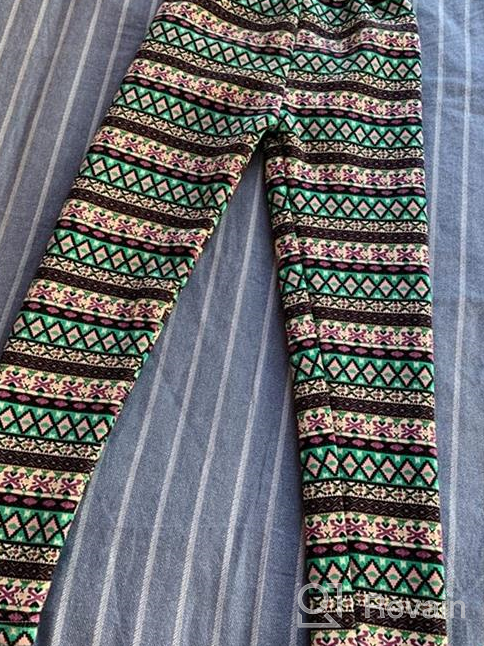 img 1 attached to Rysly Girls Winter Thick Warm Long Pants: Fleece Lined Leggings with Unique Prints review by Diana Mitchell