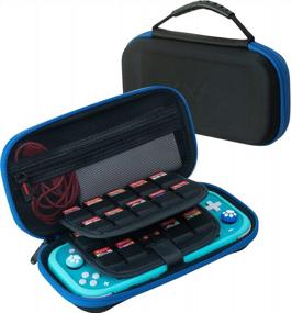 img 4 attached to Black Blue ButterFox Slim Carrying Case For Nintendo Switch Lite With 19 Game And 2 Micro SD Card Holders, Convenient Storage For Switch Lite Accessories