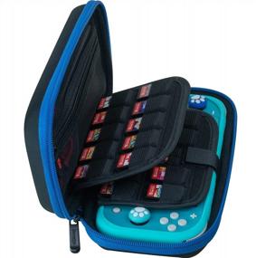 img 3 attached to Black Blue ButterFox Slim Carrying Case For Nintendo Switch Lite With 19 Game And 2 Micro SD Card Holders, Convenient Storage For Switch Lite Accessories