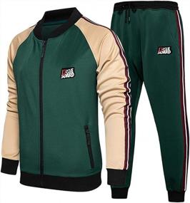 img 4 attached to Men'S Full Zip Activewear Sport Suit - PASOK 2 Piece Jogging Sweatsuits For Athletic Outfits
