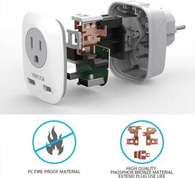 img 1 attached to VINTAR Type E/F Germany European Travel Adapter With Dual USB And 2 Outlet, International Schuko Power Plug For EU, Germany, France, Russia, Spain, Greece, Korea, Norway - Pack Of 2