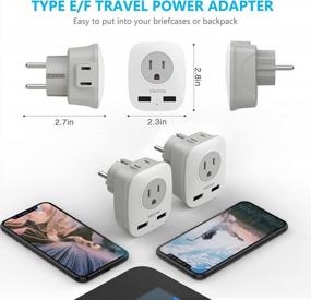 img 2 attached to VINTAR Type E/F Germany European Travel Adapter With Dual USB And 2 Outlet, International Schuko Power Plug For EU, Germany, France, Russia, Spain, Greece, Korea, Norway - Pack Of 2