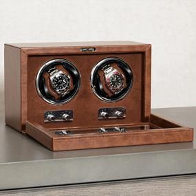 img 2 attached to ROTHWELL Double Watch Winder For Automatic Watches With Quiet Motor With Multiple Speeds And Rotation Settings (Tan/Brown)