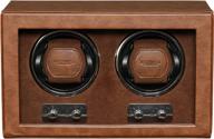 rothwell double watch winder for automatic watches with quiet motor with multiple speeds and rotation settings (tan/brown) logo