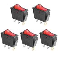 qteatak 5pcs illuminated boat rocker toggle switch - on/off spst, 3 pin, 2 position, red light led, 250v/16a, 125v/20a for cars and boats logo