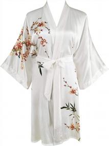 img 4 attached to Luxurious Ledamon Silk Kimono Robe For Women - Short Length