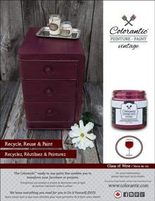 img 2 attached to DIY Paint For Cabinets, Glass & Wood - Colorantic GLASS OF WINE Chalk Based Multi-Surface Craft Paint (16 Oz) Non-Toxic RED PURPLE BURGUNDY Decorative Painting With Wax Finish