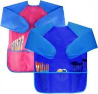 waterproof toddler art smock with long sleeves and 3 pockets - pack of 2 for kids ages 2-6 years by bassion logo