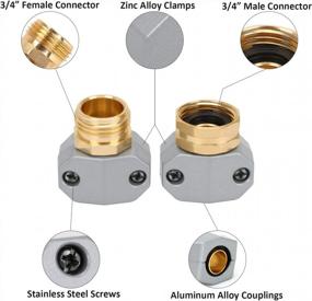 img 3 attached to 3 Sets Garden Hose Repair Connector Fitting - Aluminum Mender Female & Male End With Zinc Clamp, Fit 5/8" & 3/4" Hose
