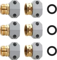3 sets garden hose repair connector fitting - aluminum mender female & male end with zinc clamp, fit 5/8" & 3/4" hose логотип