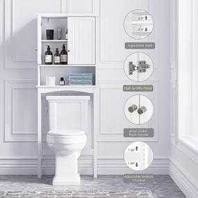 img 2 attached to White Bathroom Cabinet With Adjustable Shelves, Double Doors, And Over-The-Toilet Storage Organizer From UTEX
