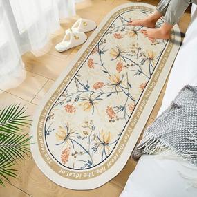 img 1 attached to Floral Oval Area Rug For Bedroom And Living Room: Non-Skid, Washable And Perfect Home Decorative - Abreeze Soft Rug For Nursery, Kids And Girls Room - 2'X5.3', Coffee
