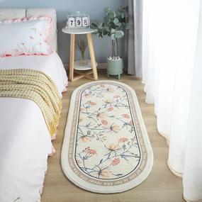 img 4 attached to Floral Oval Area Rug For Bedroom And Living Room: Non-Skid, Washable And Perfect Home Decorative - Abreeze Soft Rug For Nursery, Kids And Girls Room - 2'X5.3', Coffee