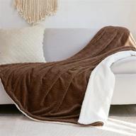 brown faux fur throw blanket - super soft, cozy warm fluffy decorative 50" x 60" for couch, sofa, bed fall & winter logo