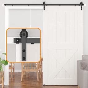img 4 attached to Upgrade Your Home Decor With SKYSEN 6FT Sliding Barn Door Track Rail Kit - Quiet, Easy To Install And Stylish Lite Version - Manual Included - Black (J-Lite)
