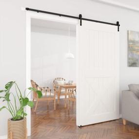 img 3 attached to Upgrade Your Home Decor With SKYSEN 6FT Sliding Barn Door Track Rail Kit - Quiet, Easy To Install And Stylish Lite Version - Manual Included - Black (J-Lite)