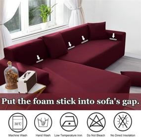 img 1 attached to Protect Your Furniture In Style With NAISI L-Shaped Sectional Couch Cover And Pillowcases Set In Burgundy