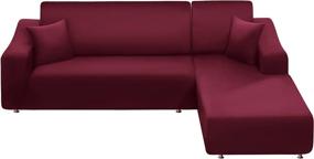 img 4 attached to Protect Your Furniture In Style With NAISI L-Shaped Sectional Couch Cover And Pillowcases Set In Burgundy
